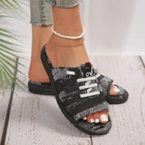 Breakj Summer New Plus Size Lady Tassel Canvas Flat Sandals Simple Wind Doudou Half Drag Women's