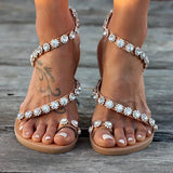 Women Sandals Bling Crystal Summer Shoes Woman Beach Flat Sandals Plus Size Flip Flop Ladies Soft Bottom Slippers