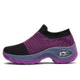 Tennis Shoes Air Cushion 5CM Height Increase Sports Sneakers Breathable Female Walking Sock Shoes Thick Bottom