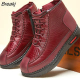 Women's Cotton Shoes with Velvet Padded Warm Cotton Boots, Mother's Shoes, Flat Heels and Casual Women's Cotton