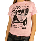 Y2K Summer Short Sleeve T-shirt Girls Creative Figure Printing Round Collar Tops Slim Base Shirt Harajuku Tee