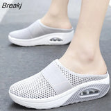 Women Mesh Lightweight Shoes Woman Slippers Wedge Shoes Female Air Cushion Sandals Thick Bottem Casual Sneakers Plus