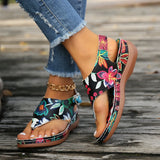 Breakj Large-Size New Word Sandals Women's National Style Embroidery After Buckle And Sloping Trendy Sandals
