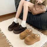 Breakj Fur Slippers Women Wear 2025 New Spring Plus Velvet Thick Back Half Slippers Fashion Slippers