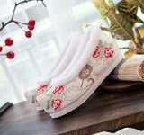 Breakj Shoes Hanfu Shoes Ancient Style Female Embroidered Cloth Shoes Inside The Raised Head Ancient Costume Shoes Cloth Shoes