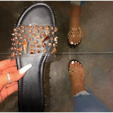 Sandals Summer Rivet Punk Shoes Ankle Strap Female Cool Girls Women's Flats Shoes Buckle Transparent Bling Ladies
