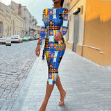 Spring Women Sexy Backless Slim Fit Bodycon Party Dress Elegant Office Ladies Long Sleeve Dress New Autumn Vintage Printed