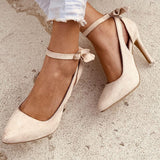 Women Heels Woman Pumps Plus Size Women's Fashion Buckle Strap Bowknot Sexy Pointed Toe Thin High Heel Shoes For