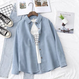 New Simple Women's Shirt Long Sleeve Loose Tops Office Lady Casual Pink White Blue Long Sleeve Blouses Fashion