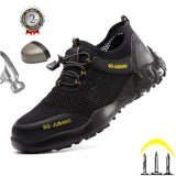 Summer Men Working Safety Shoes Steel Toecap Outdoor Fashion Work Boot Puncture-Proof Non Slip Sneakers Free