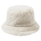 Hat Solid Artificial Fur Warm Female Cap Faux Fur Winter Bucket Hat for Women Outdoor Sunscreen Sun Hat Panama Cap