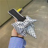 Breakj Half Drag Female Spring 2023 New Fashion Wave Dot Bow Tip Flat Sandals Women's