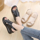 Thick-soled Fish Mouth Sandals Ladies 2022 New Black Openwork Casual Korean Breathable Joker Open Toe Sandals Womens