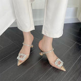 Breakj Spring And Summer New 35-42 Women's Glass And Transparent Pointed Sandals High Heels High