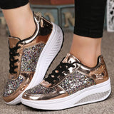 Women's Sneakers Casual Ladies Wedges Sneakers Sequins Shake Shoes Fashion Walking Girls Sport Women's Platform Shoes