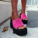 Summer New Fashion Plus Size Fish Mouth Wedge Heel Platform Round Head Women's Slippers Womens Luxury Peep Toe