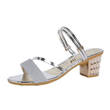 Breakj Version Of The Heel Sandals Woman 2025 New Comfortable Coarse Fashion Sleek One Shoe Two Wearing One-Character Buckle