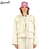 Women Summer Winter Fashion Coat Casual Jackets Overcoat Zipper Jacket Warm Cropped Breasted Hip Hop Loose Solid