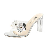 Fashion Clear High Heels Sandals Women Summer New Crystal Transparent Pvc Slippers Woman Open Toe Slip On Heeled