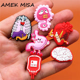 1pcs Human Organs Shoe Charms Heart Brain Stomach PVC Shoe Accessories Decoration Fit Croc Jibz Party Kids