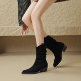 Breakj Women's Boots Tip Wrinkled Short Boots Women's Spring And Autumn New Trend British Style With Ladies