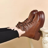Martin Boots 2023 Autumn And Winter New Muffins And Vintage English Round-Toed Short Boots With Cowhide Women's