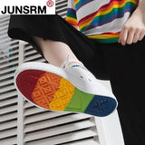 Fashion Vulcanized Shoes Women Sneakers New Retro Rainbow Canvas Shoes Ladies Flat Fashion Comfort High Top