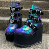 Brand High Platform Ankle Boots Women 2020 Fashion PVC Strap Decorating High Wedges Shoes Woman 35-43 2020