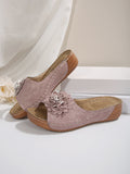Breakj Size Women's Shoes Spring / Summer 2025 New Slope Heel Open Toe Wearing Slippers Female