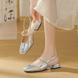 Breakj Sandals Women Summer 2024 New Square Head With Thick Heel High Heels Mary Jane Sandals Back Empty Single