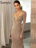 Long Sleeve Halter Women Sexy Long Bodycon Dress Black 2022 New Spring Fashion Wrap Night Club Party