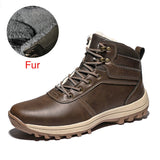 Non-slip Winter Plush Warm Men Boots Waterproof Leather Men Snow Boots Working Men Ankle Boots High Top Men Shoes