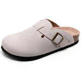 Autumn Women's Closed Toe Slippers New Suede Leather Yellow Mule Clogs Cork Sandals For Women Garden Clog