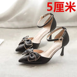 Breakj Women's 2025 Autumn New Bow Buckle With The Fine Heel Casual Net Red Women's Singles