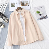 New Simple Women's Shirt Long Sleeve Loose Tops Office Lady Casual Pink White Blue Long Sleeve Blouses Fashion