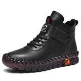 Add Down Warm Martin Boots Female British Fashion Versatile Velcro Casual High Top Cotton Boots Plus
