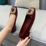 Women's Shoes Summer And Autumn New Style Rhinestone Buckle Flat Round Head Soft Bottom All-match Shoes