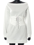 Party Dress With Belt Long Sleeve Sexy Mini Dress Women Laceup Casual Fashion 2021 Autumn Winter Lady Elegant