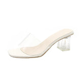 2020 Clear Heels Sandals Women Sandals Summer Transparent PVC Shoes Square High Pumps Jelly Buty Damskie Gladiator Square