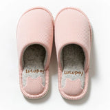 And Women Couple Spring Autumn Home Cotton Fabric Slippers Female Stripe Pattern Cute Indoor Non-Slip Soft Plush