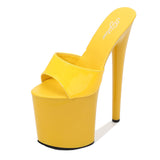 Breakj Patent Leather 17Cm20cm High Heels Heel Sexy Waterproof Platform Hate Day High Slippers Female