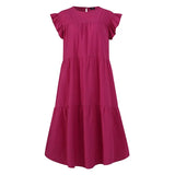 Summer Dress Plus Size Women VONDA 2022 Bohemian Sundress Casual Crew Neck Loose Cotton Ruffled Dresses Holiday Party
