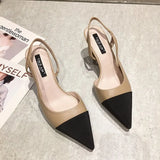 High Heels Women Shoes Dress Shoes High Quality Flock Shallow Women Sandals Summer Shoes Simple Pointed Toe Ladies