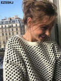 blue dot Sweater Pullovers Women winter autumn thick O-neck chic 2021 sweater long sleeve sweater
