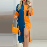 Women Turn-down Collar Flower Print Casual Shirt Dress Fashion Summer Half Sleeves Buttons Cardigan Irregular Elegant
