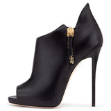 Women's Black Fish Mouth Super High Heel Waterproof Desk Ankle Boots Spring And Autumn Chengdu Large Size
