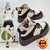 Breakj Platform Women's Shoes 2024 New Winter High Top And Velvet Warm Dad Shoes Versatile Casual Snow Boots