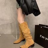 Breakj Western Mid-West Boots Women's Shoes 2025 New Autumn And Winter Single-In-Head Pile Of Long-Heeled Knight