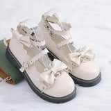 shoes women bow women's shoes heel round head women shoes comfortable kawaii girl loli cosplay shoes detachable