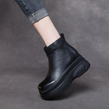Breakj The Children Of Thin Boots Autumn And Winter New Cow Skin Pine Cake Bottom Leather Small Short Boots Soft Bottom Fashion Boots